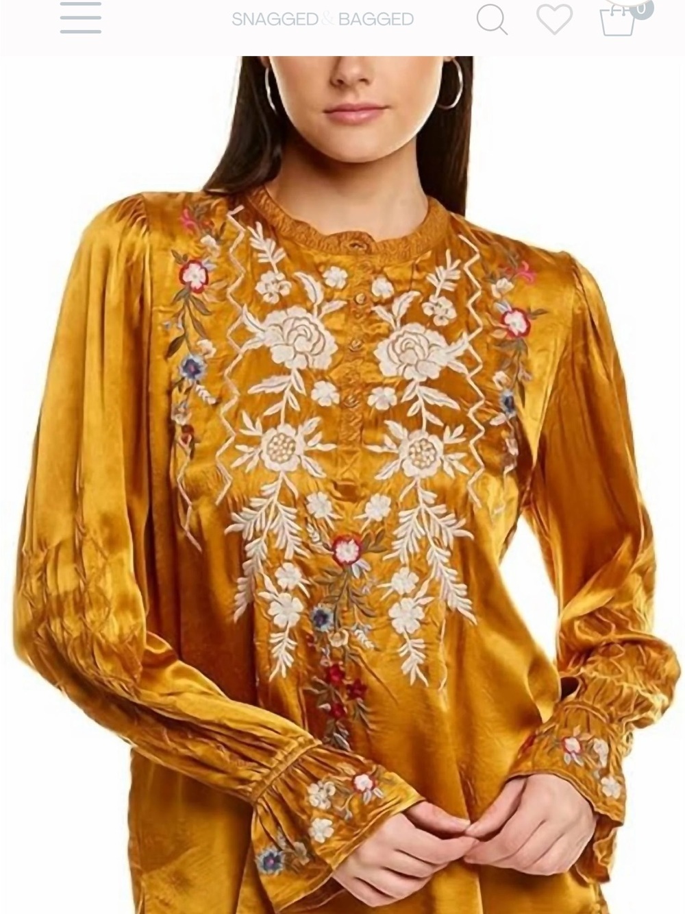 JOHNNY WAS Roma Victorian Prairie Blouse in Topaz Small EUC 171 - Picture 6 of 16